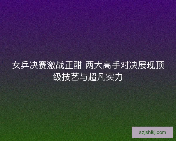 女乒决赛激战正酣 两大高手对决展现顶级技艺与超凡实力