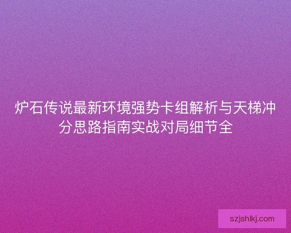 炉石传说最新环境强势卡组解析与天梯冲分思路指南实战对局细节全