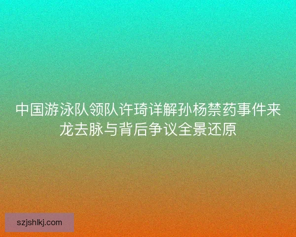 中国游泳队领队许琦详解孙杨禁药事件来龙去脉与背后争议全景还原 中国游泳队领队许琦详解孙杨禁药事件来龙去脉与背后争议全景还原