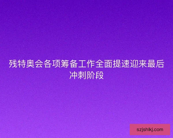 残特奥会各项筹备工作全面提速迎来最后冲刺阶段