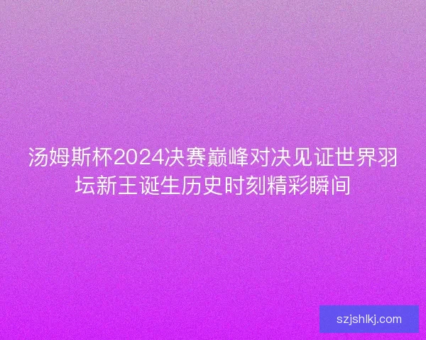 汤姆斯杯2024决赛巅峰对决见证世界羽坛新王诞生历史时刻精彩瞬间