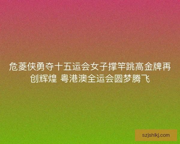 危菱侠勇夺十五运会女子撑竿跳高金牌再创辉煌 粤港澳全运会圆梦腾飞